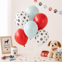 Mint, Red & Paw print 12